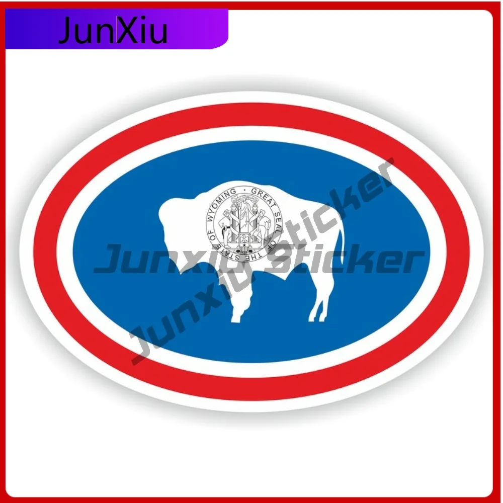 

Wyoming Usa Oval Sticker With Flag Scratch Cover Vinyl Decals Adventure Motorcycle Stickers Custom Pictures Waterproof Decals