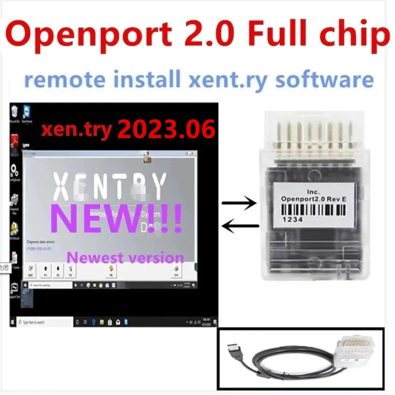 2023.06 Original Tactrix ECU Openport 2.0 Tuning ECU FLASH OBD2 xentry 2023.06 newest remote install update OBD2 Scanner Tool