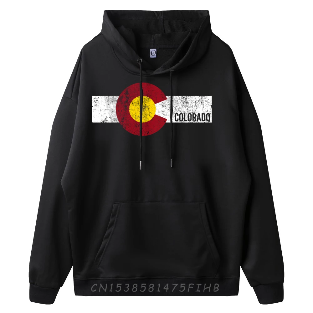 Colorado bendera gaya antik Retro dicetak Hoodie pria pakaian Sweater Tahun Baru Malam