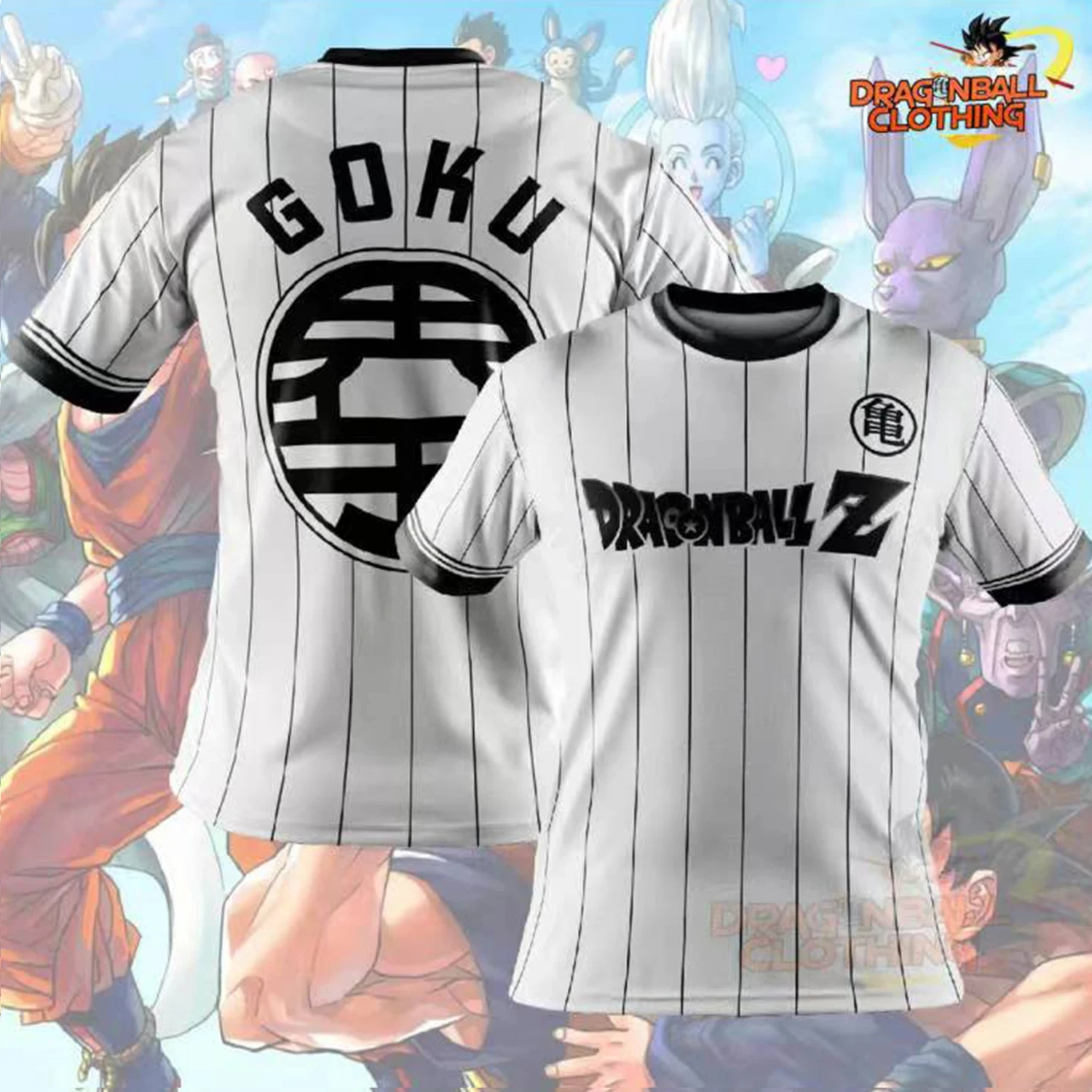 2024 summer Trend Cartoon Animation Dragon Ball Martial Arts Leisure Style Youth Popular Black and White Yellow Round Neck T-shi