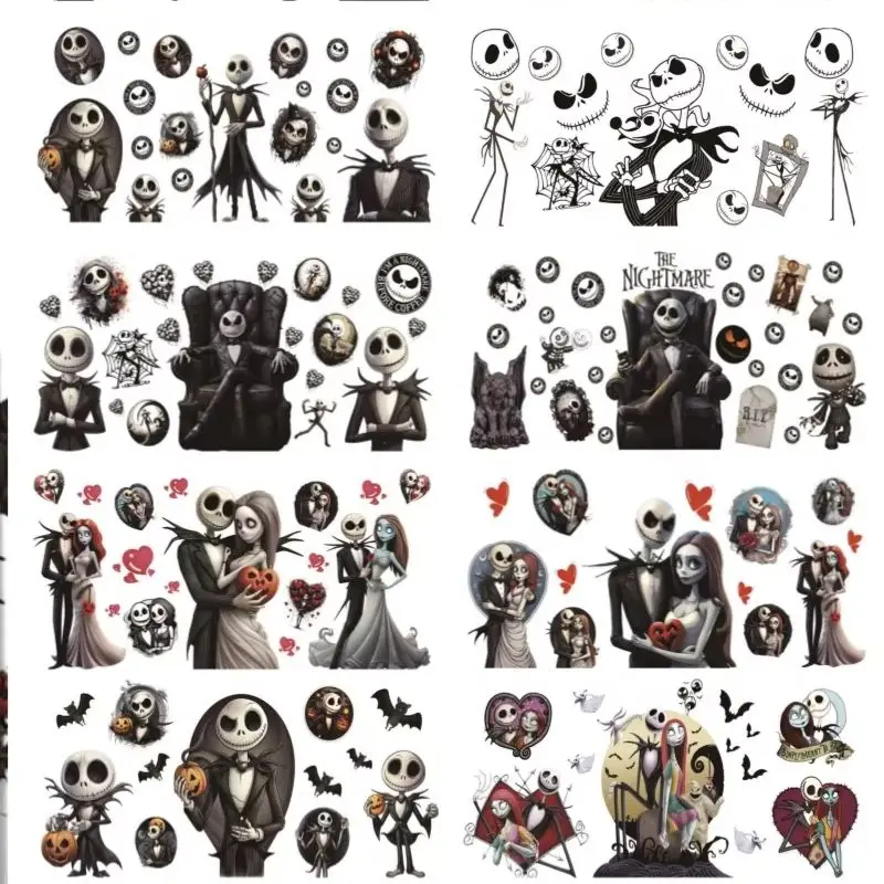 

Jack & Sally Decal UV DTF Cup Wrap 16oz For Libbey Glass Ready To Apply No Heat Needed Permanent Adhesive Waterproof