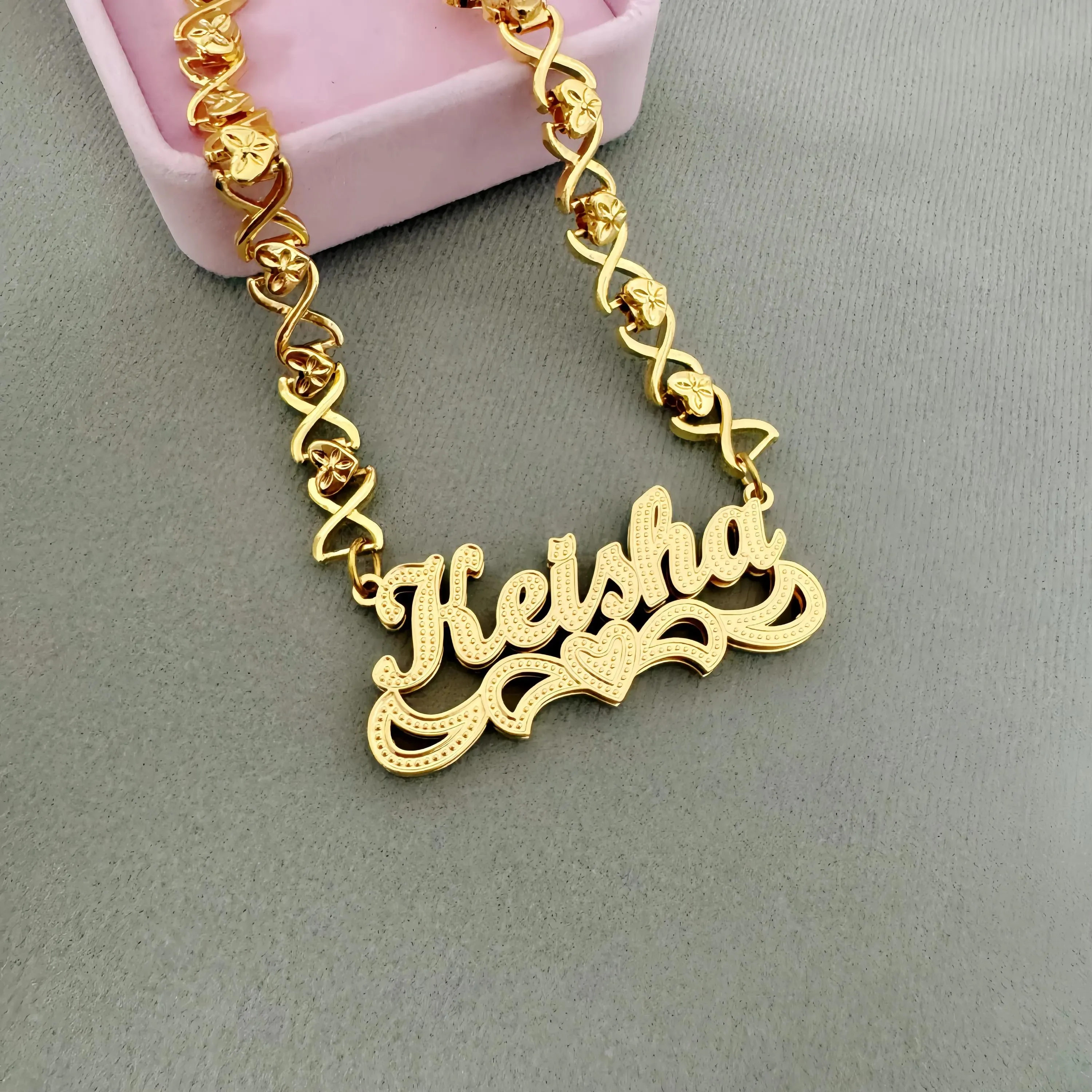 

Custom Name Necklace Personalized XO Double Nameplate Necklace 3D Name Necklace XO Name Necklace Name XO Chain Gift for Women