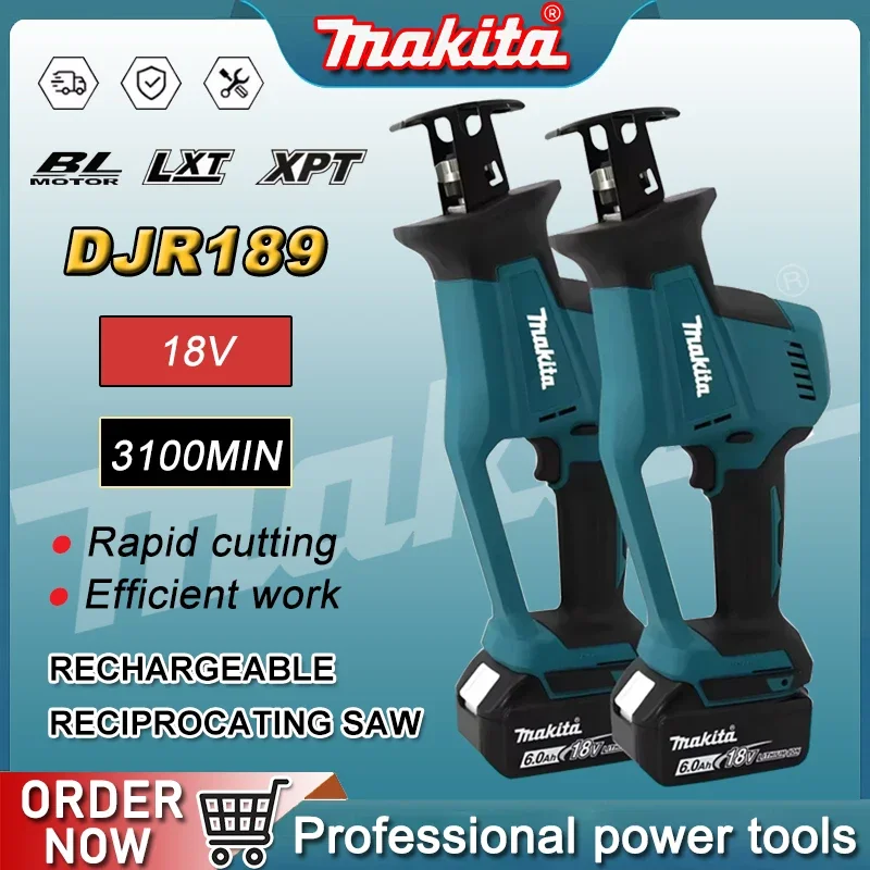 

Makita DJR189 Cordless Electric Reciprocating Saw Brushless Rechargeable Wood Metal Cutting Saw Portable Saw Power Tool 18V