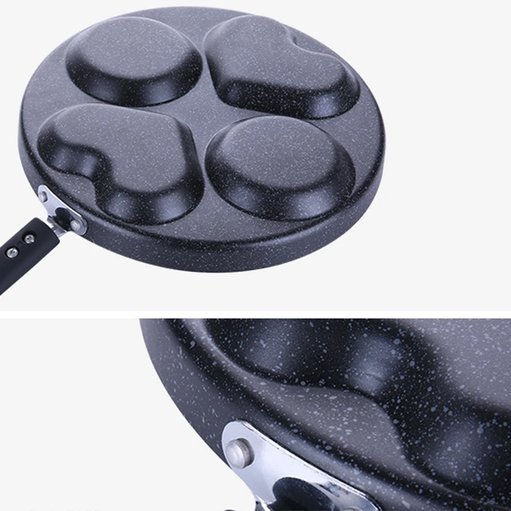 

Four hole Frying Four Hole Frying Pot Pan Non stick Aluminum Black Color Heart Shape Breakfast Maker Kitchen Barware