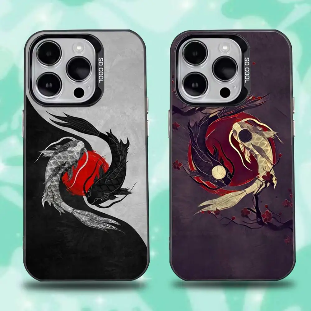 

Koi Fish Yin Yang Phone Case For iPhone 16,15,14,13,12,11,Mini,Pro,E,SE4,XS,MAX Black Candy Matte Cover