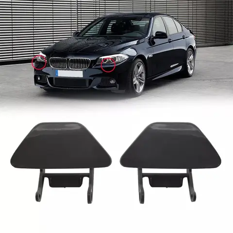 자동차 앞 범퍼 헤드라이트 와셔 깍지 스프레이 제트 커버 캡, BMW 5 시리즈 F10 F11 10-13 용 미도색, 1 쌍