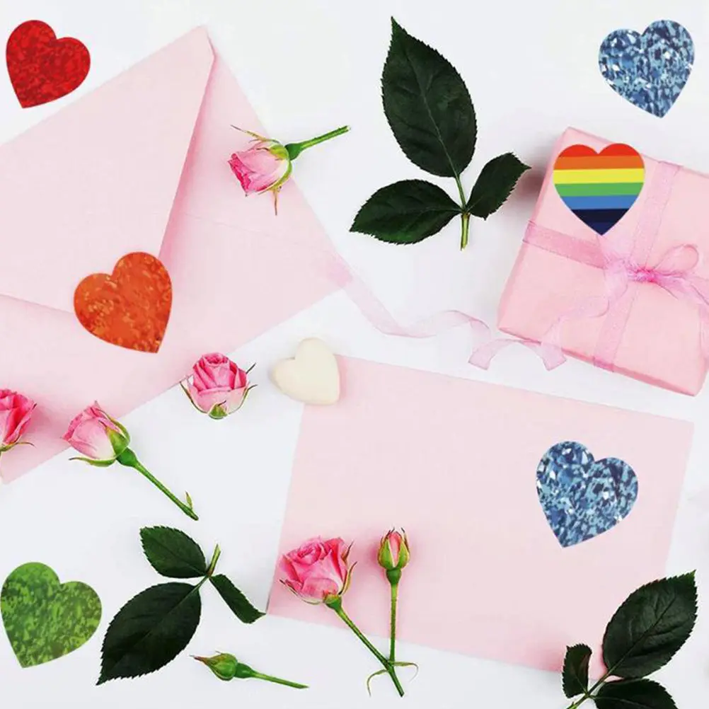 

1000 шт. изысканных наклеек в форме сердца, самоклеящиеся бумажные этикетки для подарочных бирок, запечатывания пакетов, открыток, праздничного декора