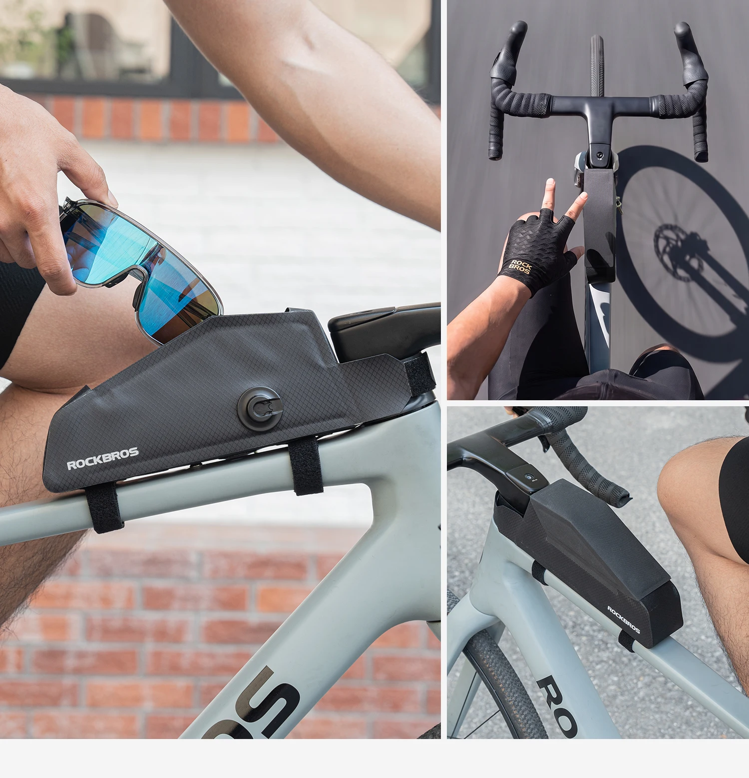 ROCKBROS Fahrradtasche für Straßenfahrräder, Wasserdichte Gravel-Bike-Tasche, Rahmentasche für das Oberrohr, 0,8L Fahrrad-Aufbewahrungstasche – Detail 14