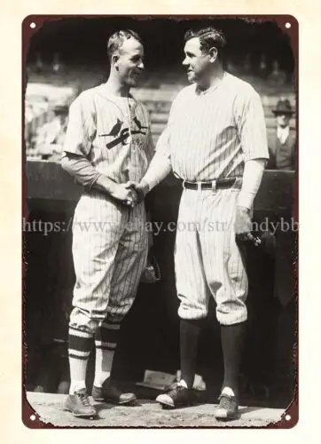 1928 baseball Babe Ruth Jim Bottomley at sports metal tin sign dorm room