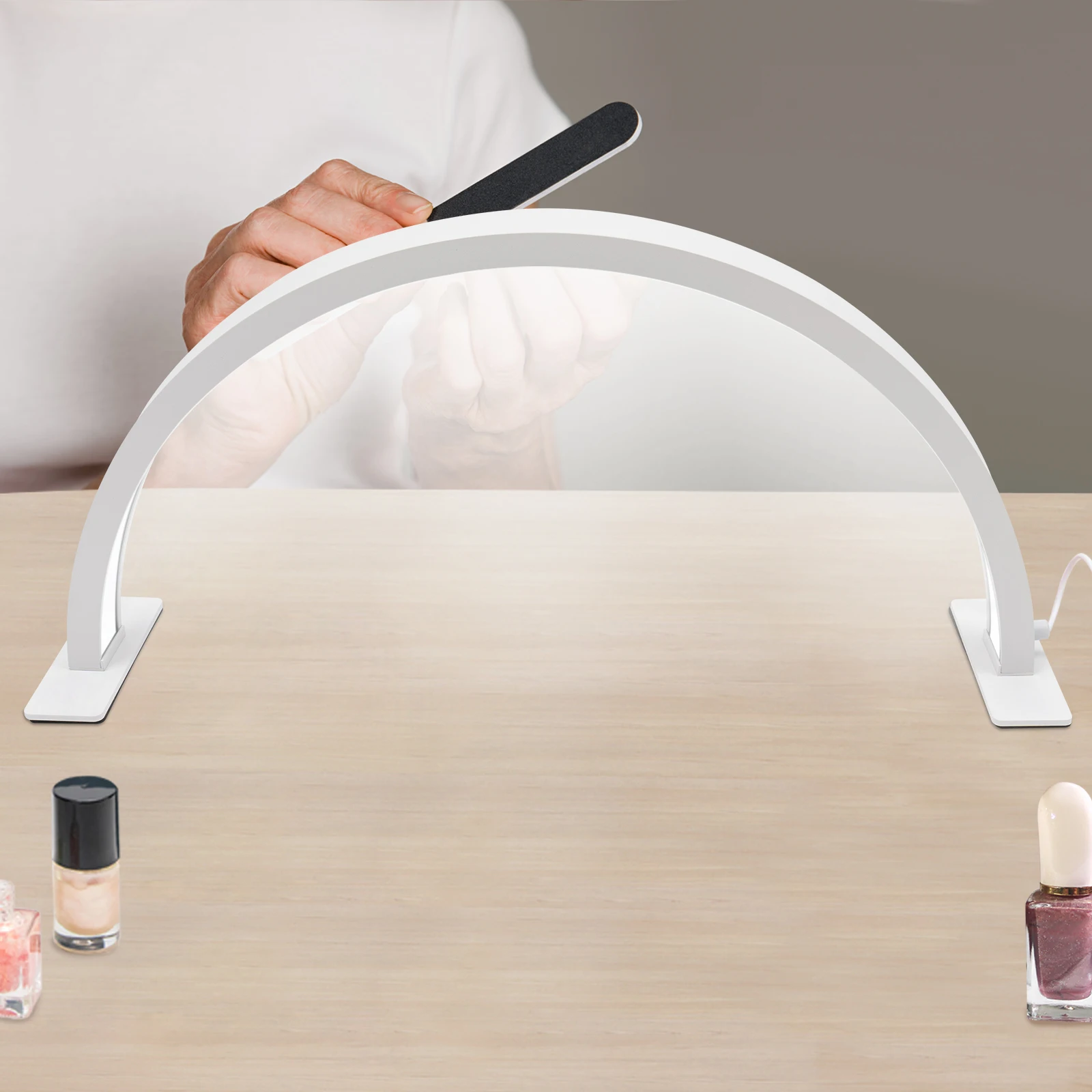2400 Lumen LED Half Moon Light, Light with Adjust Brightness 3000k‑6000k, Half Moon Desk Lamp for Nail Art -White view 4