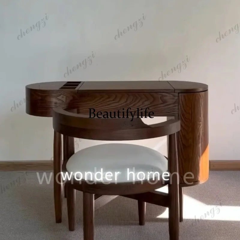 Italian special-shaped clamshell makeup table designer retro dresser oval senior feeling