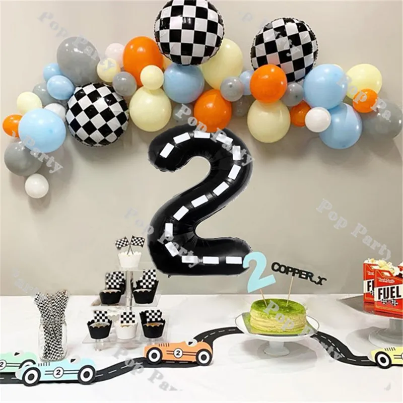 

Racing Cars Balloons Garland Kit 2nd Balloons For Birthday Arch Race Two Fast Flag Banner Decoration Baby Shower Party Supplies