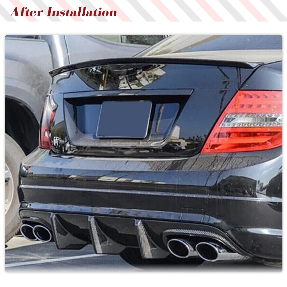 W204 Carbon Fiber Car Rear Bumper Diffuser Lip Spoiler for Mercedes-Benz C-Class W204  C300 C63 AMG Sedan Only 2008 - 2011