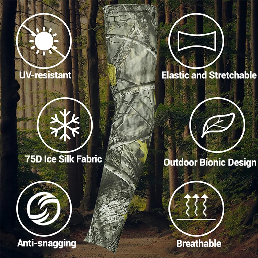 Arm Sleeves Bionic Leafy Sleeves Sun UV Protection Hand Cover for Hunting Running Fishing Cycling Camouflage Cooling Arm Sleeves