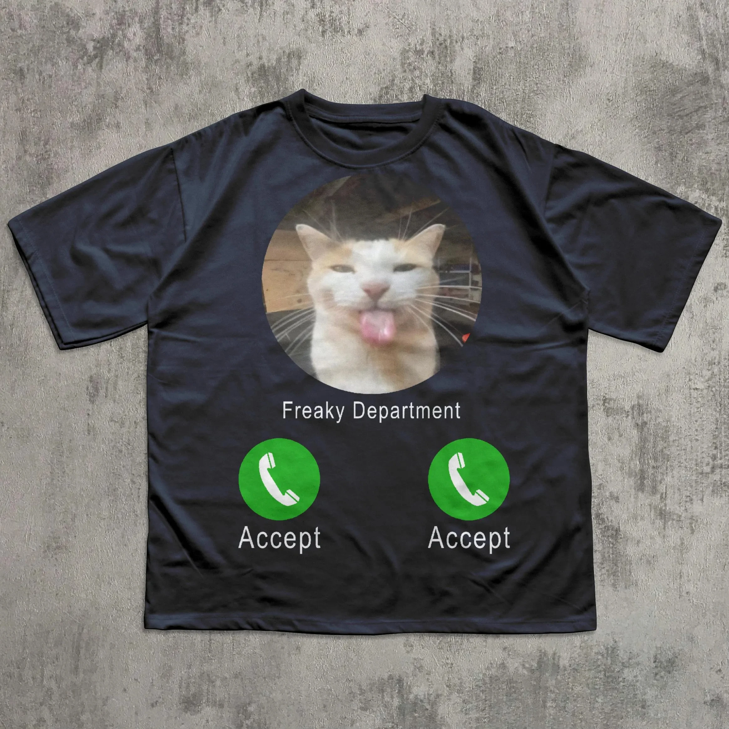 Freaky Department Funny Cat Meme T-Shirt Gift for Men and Women Unhinged Ugly Shirts Cringe Stupid Gifts Freaky Men Clothing