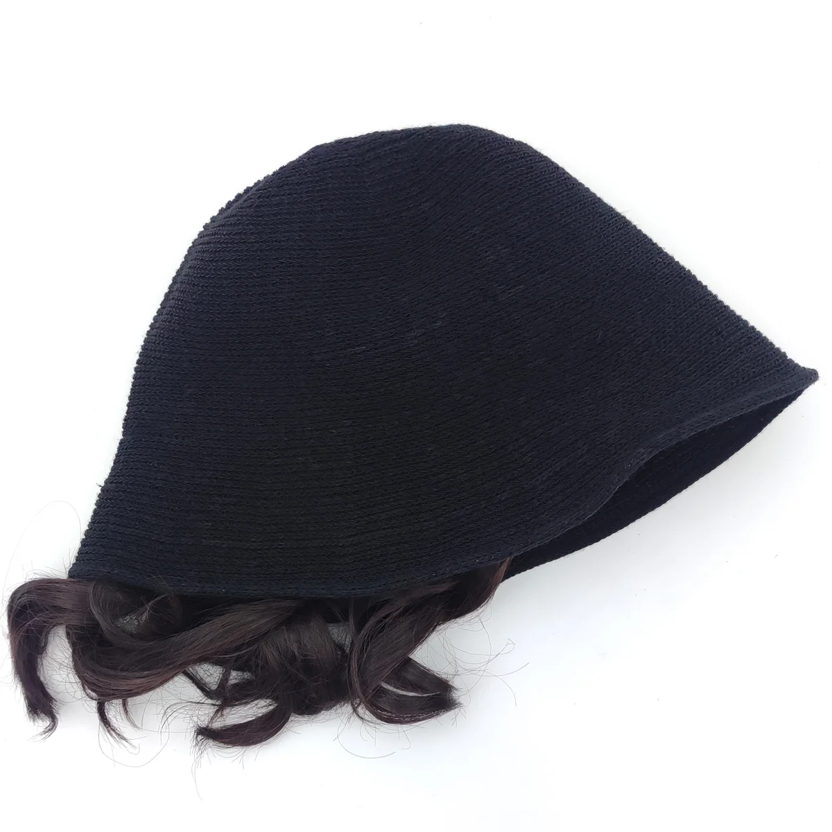 Fashionable Bucket Hat with Hair Attached for Women,Short Wavy Detachable Hair Extensions Hat Wigs for Summer/Spring,Cap Wig