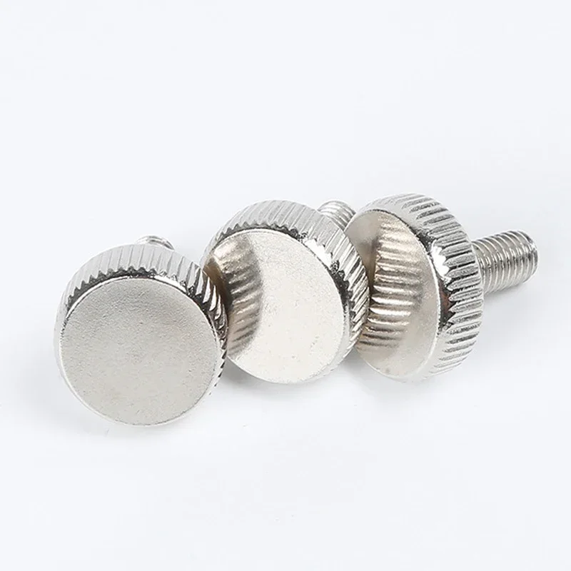 10pcs M3 GB835 304 Stainless Steel Knurl Flat Round Head Hand Tighten Curtain Wall Glass Thumb Screw Bolt