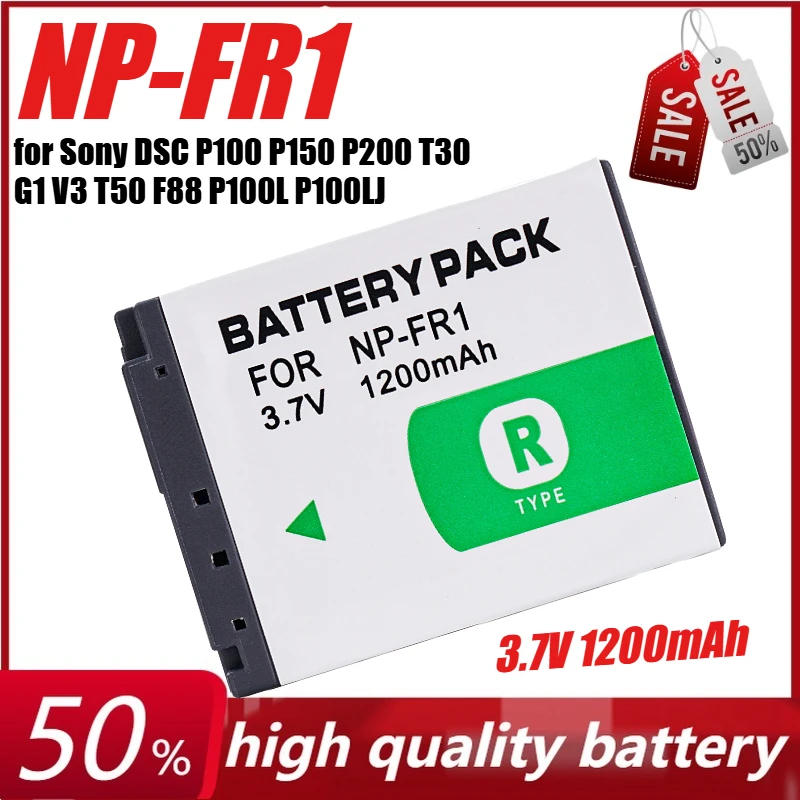 

3.7V 1200mAh NP-FR1 NPFR1 Replacement Camera Battery for Sony DSC P100 P150 P200 T30 G1 V3 T50 F88 P100L P100LJ