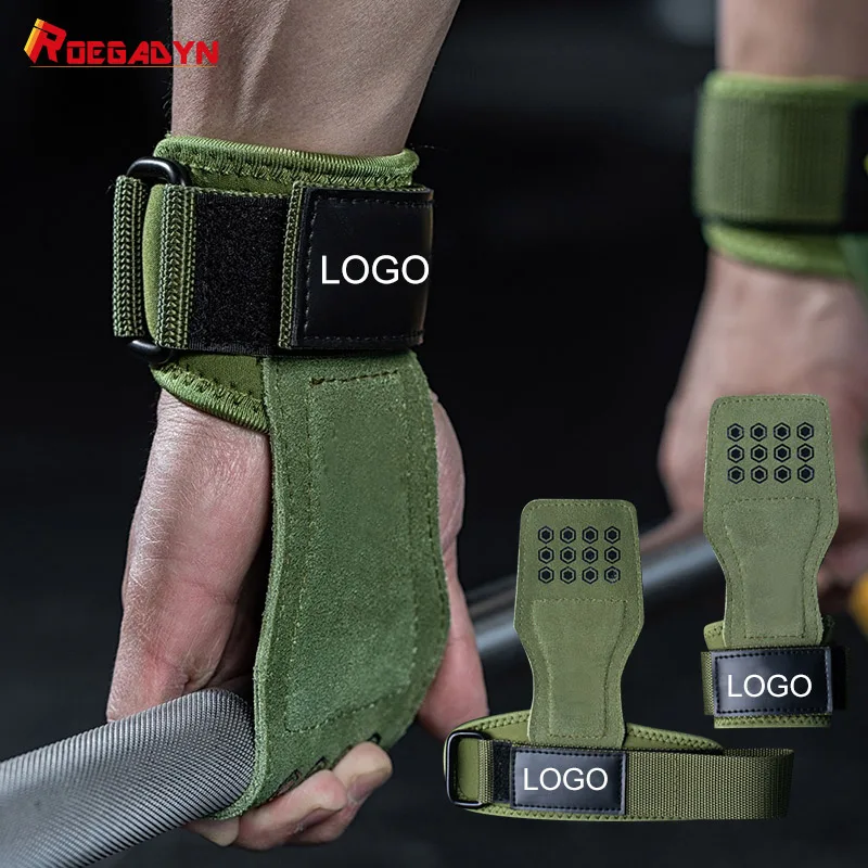 Cowhide Anti-Skid Guard Palm Protectors, Hand Lifting Grip Pad, Adjustable Wrist Straps for Weight Lifting Power, Crossfit Grip