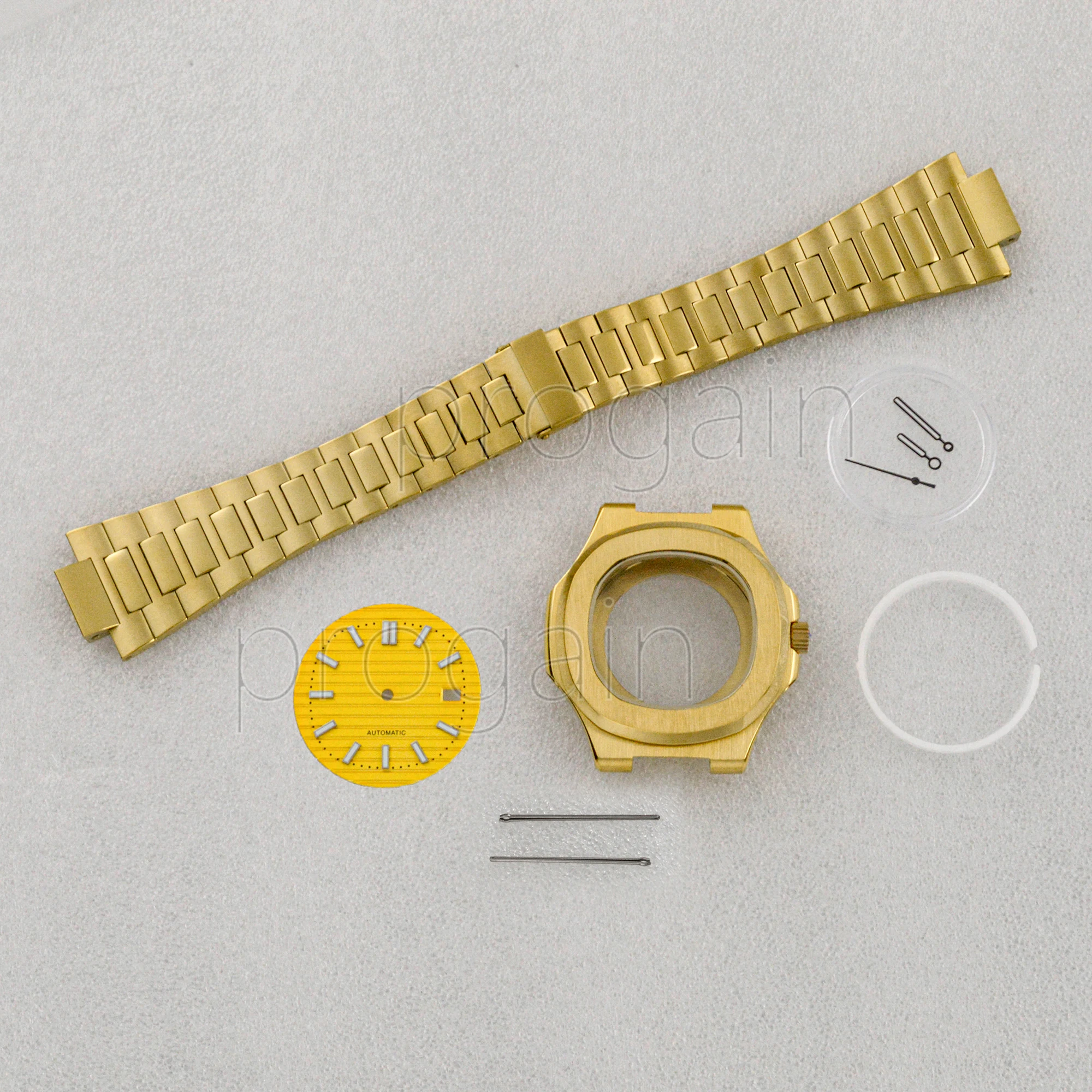 41mm Stainless Steel Gold Case Watchband Watch Dial Hands Parts For Nautilus NH35 Automatic Movement Accessories