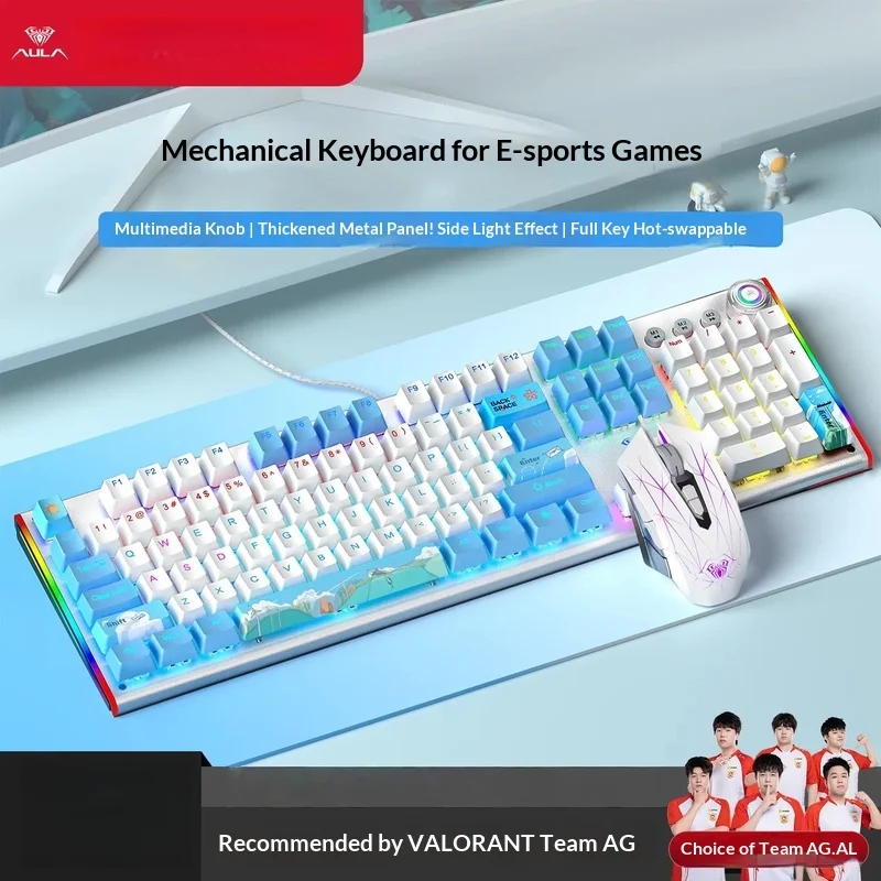 Aula F3020 Mechanical Keyboard And Mouse Set 108 Keys Wired Hot Swappable Rgb Backlit Esports Gaming For Desktop Computer Office