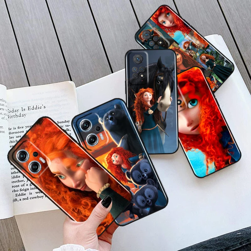 Disney Brave Merida Princess For Xiaomi Redmi Note 12 11 11T 10 9 8 7 6 5 Pro 5G 4G Silicone Soft Shockproof Black Phone Case