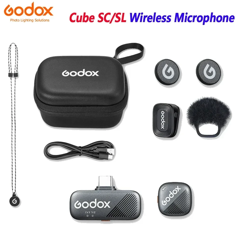 

Godox Cube SC/SL Wireless Lavalier Microphone With Charging Case for Interview Vloging Live Streaming Microfone Mic