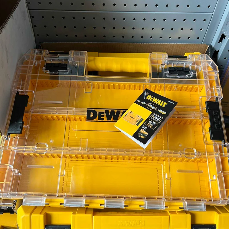 DEWALT DT70839 Tough Case (Large) with Divider Organizer Tool Box Transparent Lid Screws Bits Accessory Stacking Storage Case