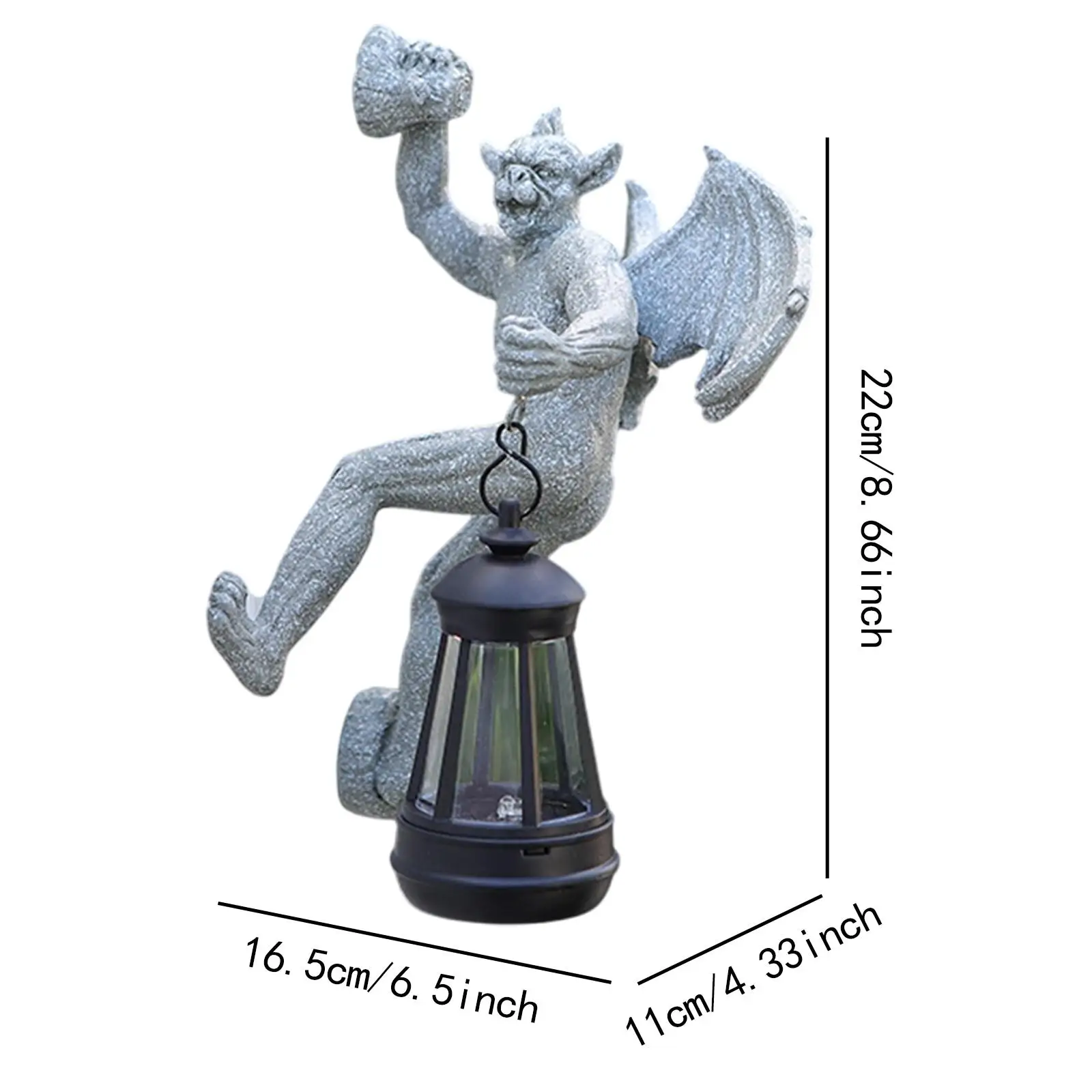 Winged Gargoyle Sculpture with Solar Light Garden Statue Decorative Lighting for Walkway Lawn Tree Backyard Housewarming Gift