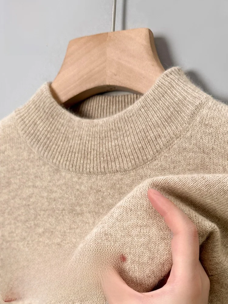 

Мужской осенне-зимний утепленный свободный вязаный шерстяной свитер с высоким воротником, повседневный, универсальный, теплый, деловой, кэжуал