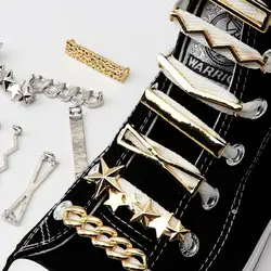 Simple Metal Shoe Charms Fashion Gold silver Sneaker Charms Girl Gift Shoe decoration DIY Shoelaces Buckles Shoes Accesories