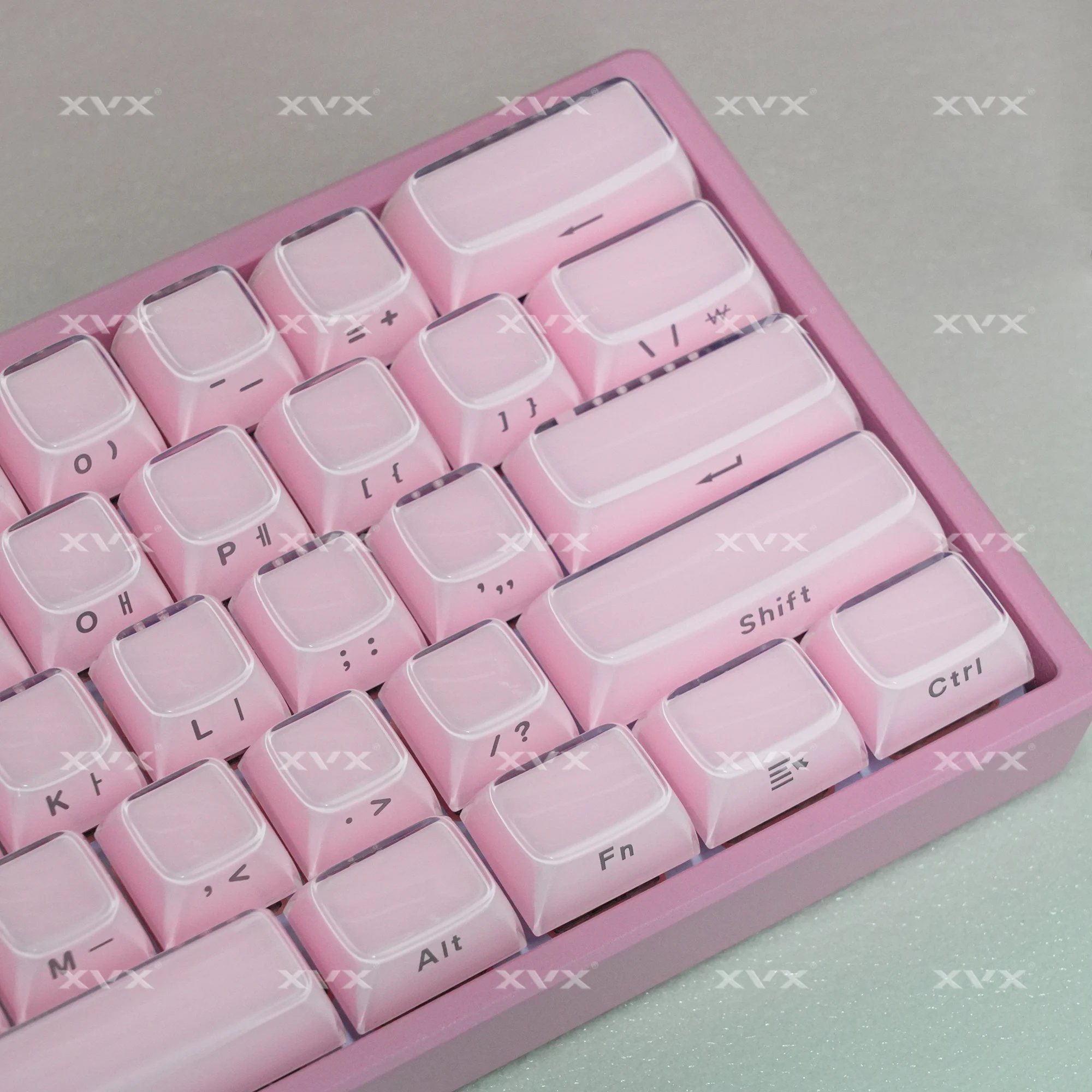 XVX الكورية الوردي كريستال جيلي keycap للوحة المفاتيح الميكانيكية Cherry MX 75% هلام OEM الملف الشخصي مفتاح غطاء أبيض/أزرق 113 مفاتيح #3