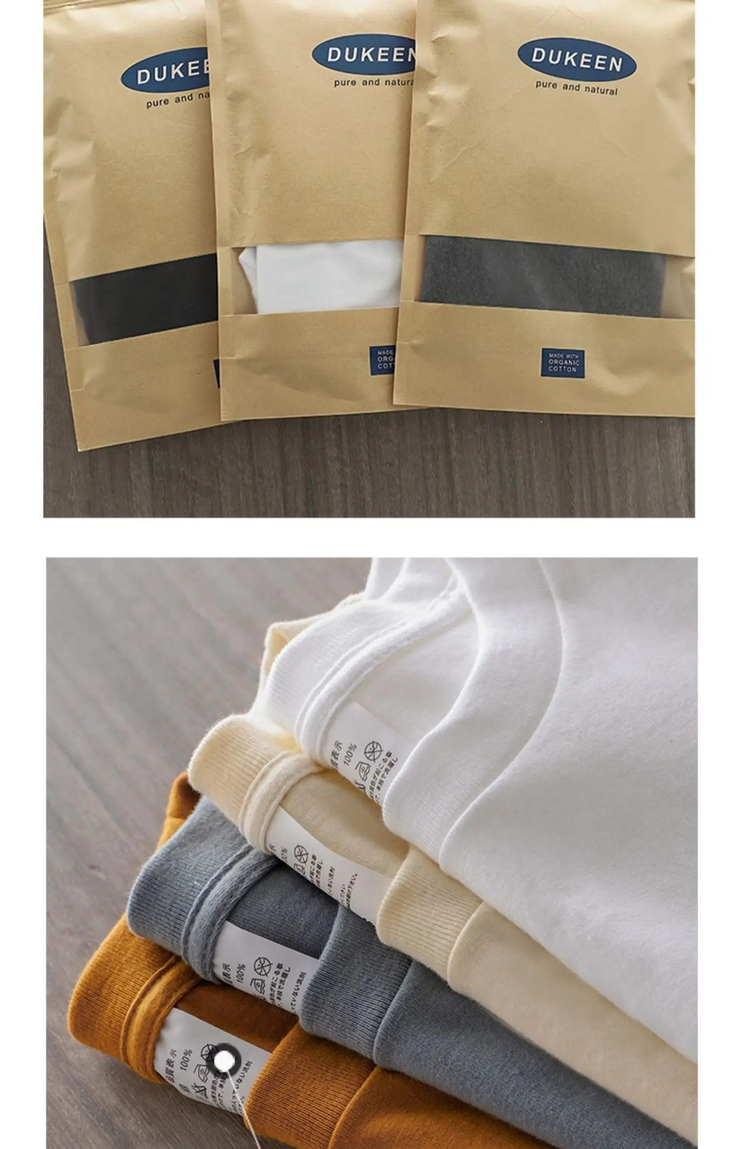 Dukeen 280 g schweres Langarm-T-Shirt für Herren, 100 % Baumwolle, Hemden, übergroße einfarbige Oberteile, schlichte T-Shirts, Herrenbekleidung – Detail 7