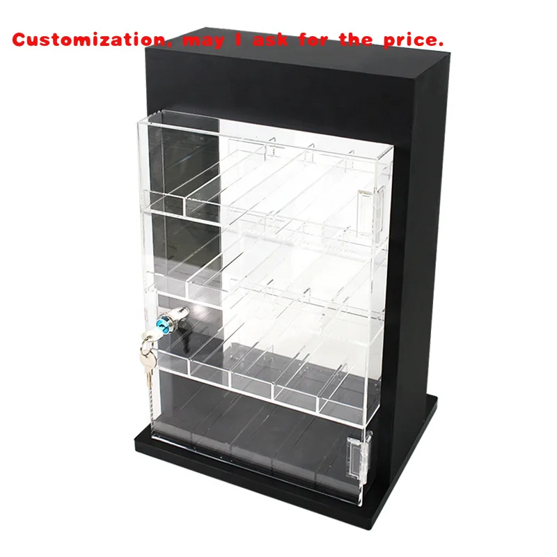 custom.Led Lights Counter Display Stand Cabinet Rack Acrylic Display Smoke Shop