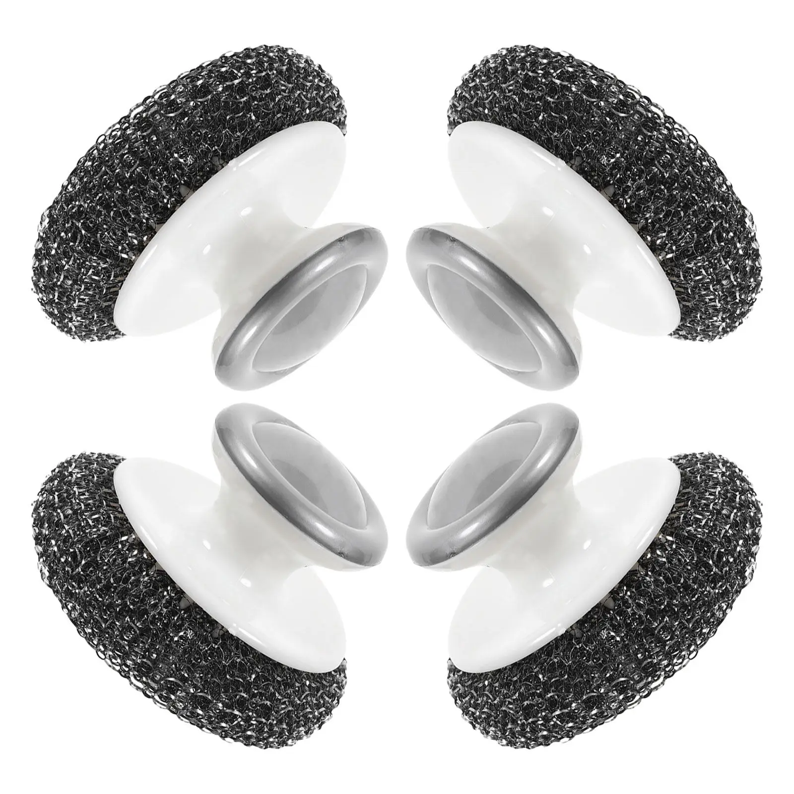 Stainless Steel Wool Scrubber 4 Piece Heavy Duty Cleaning Brushes for Pots Pans Grills Sinks with Handles
