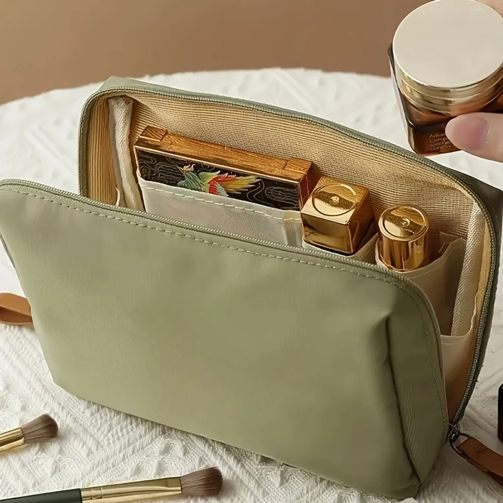 Cosmetic Bag Double Zipper Spacious Makeup Organizer Golden Hardware Travel Toiletry Case Makeup Pouch Makeup Bag Purse Women
