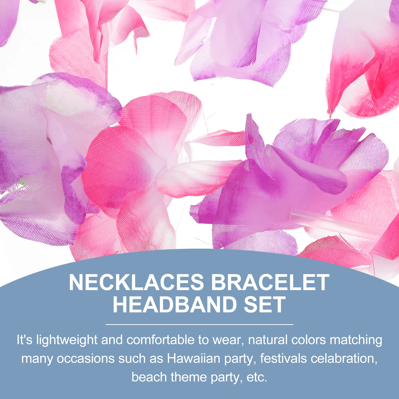 

6Pcs Festivals Hair Band Set Realistic Floral Wreath Necklace Bracelet 4 Piece for Summer Luau Costume Party Beach Event Outfit