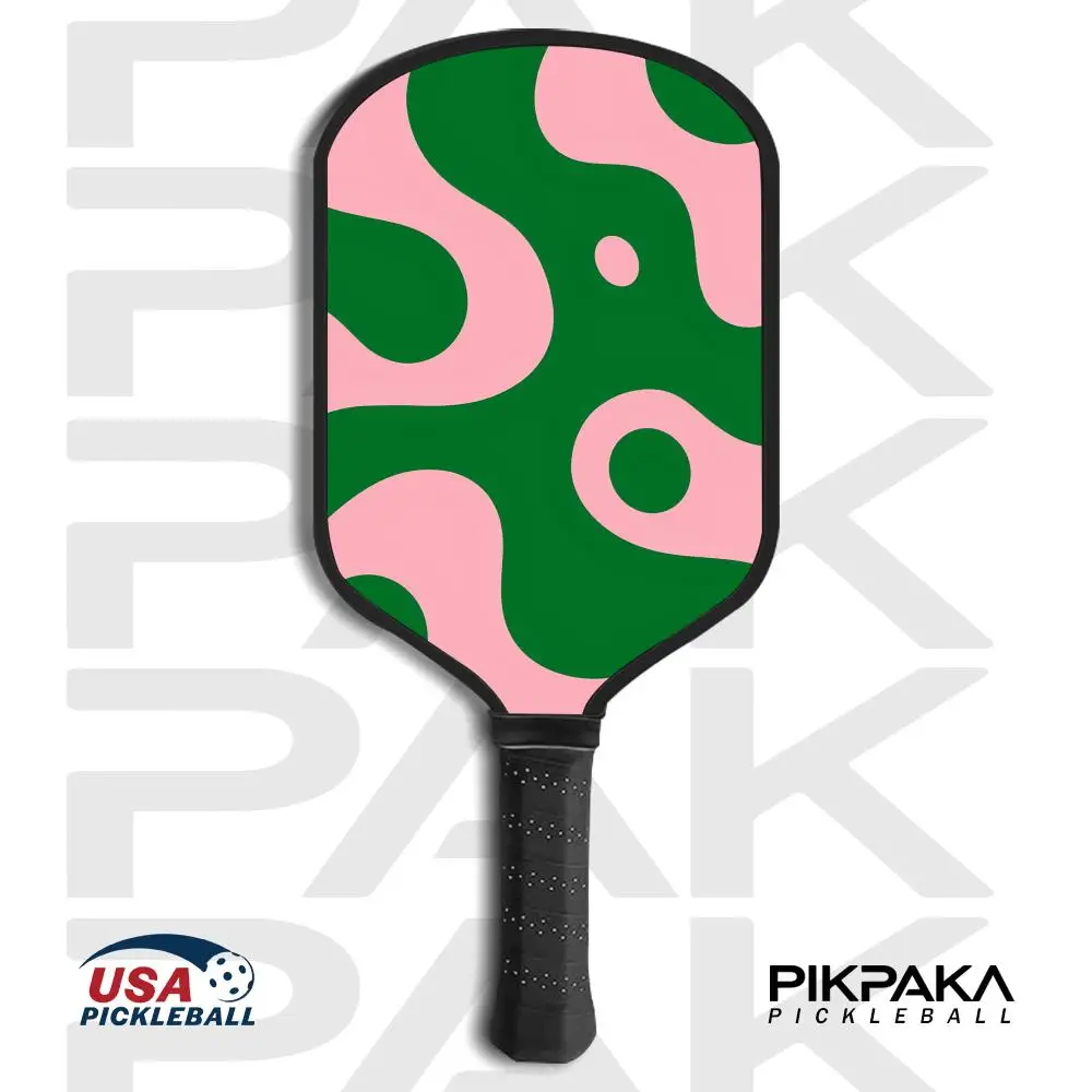 

Розовое и зеленое модное весло для пиклбола, одобренное USAPA T700, цельный корпус из углеродного волокна, термоформованный, с 16 мм HoneycombCorePower и шпилькой
