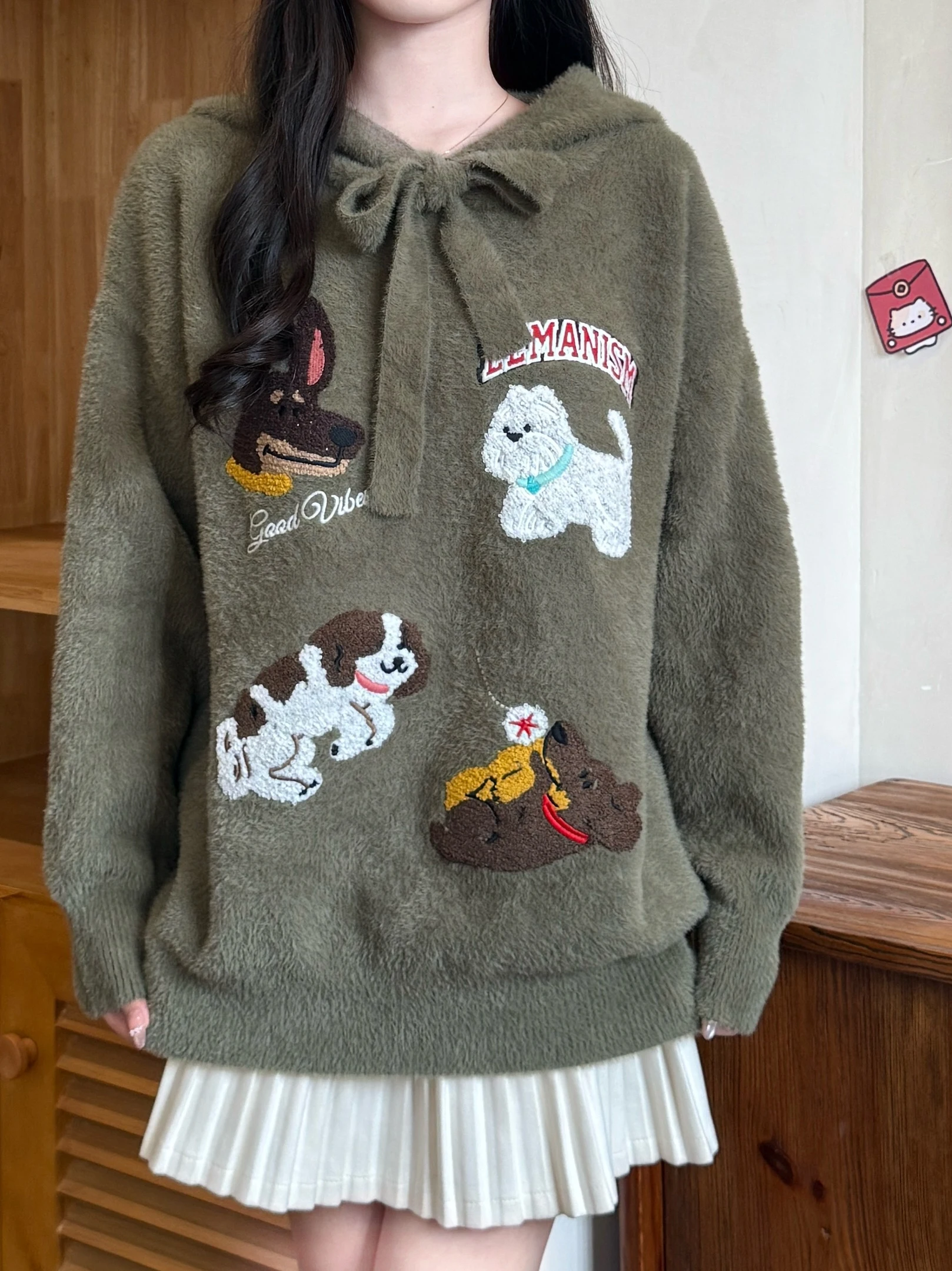 

plus Size Lazy Style Hoodie Long Sleeve Knitted Sweater Autumn Winter Loose Slimming Design Belted Knitwear for Women