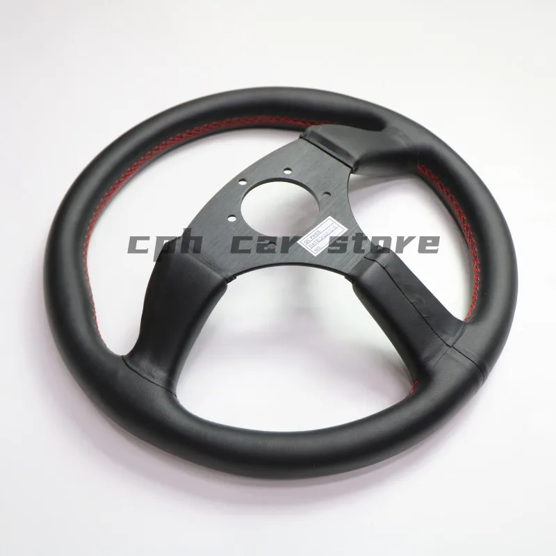 14 inches MOMO350MM, JDM, SIM Racing, H Tag-volante deportivo Universal para Honda, Artificial leather black and white horn cove
