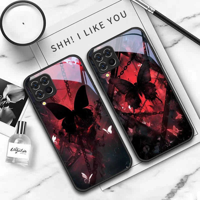 Железная цепочка Dark Butterfly для Samsung M35 52 F15 33 53 31S 34 51 Galaxy 13 23 Note 8 9 10 Plus 20 Ультра черный стеклянный чехол для телефона Железная цепочка Dark Butterfly для Samsung M35 52 F15 33 53 31S 34 51 Galaxy 13 23 Note 8 9 10 Plus 20 Ультра черный стеклянный чехол для телефона
