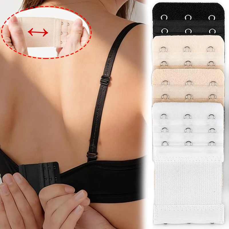 New 3 Rows Bra Extension Strap Extenders for Women Fashion Adjustable Belt Buckle Elastic Bra Extension Strap Hook Clip Expander