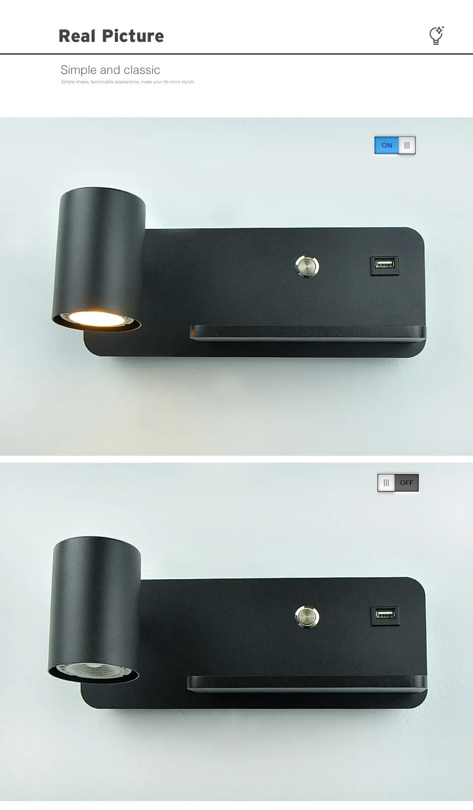 FÜHRTE Wand licht Innen Lesen Wand lampe Handy Drahtlose Lade und USB Lade Wand lichter Schlafzimmer Nacht lampen – Detail 10