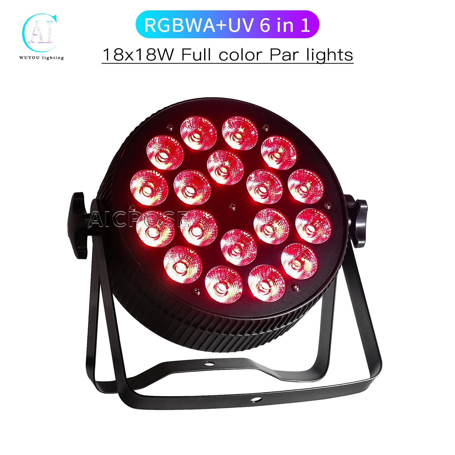 

Aluminum 18x18W RGBWA+UV 6 in 1 LED Par Light Flat Stage Light DMX Control DJ Disco Equipment Party Wedding Lighting