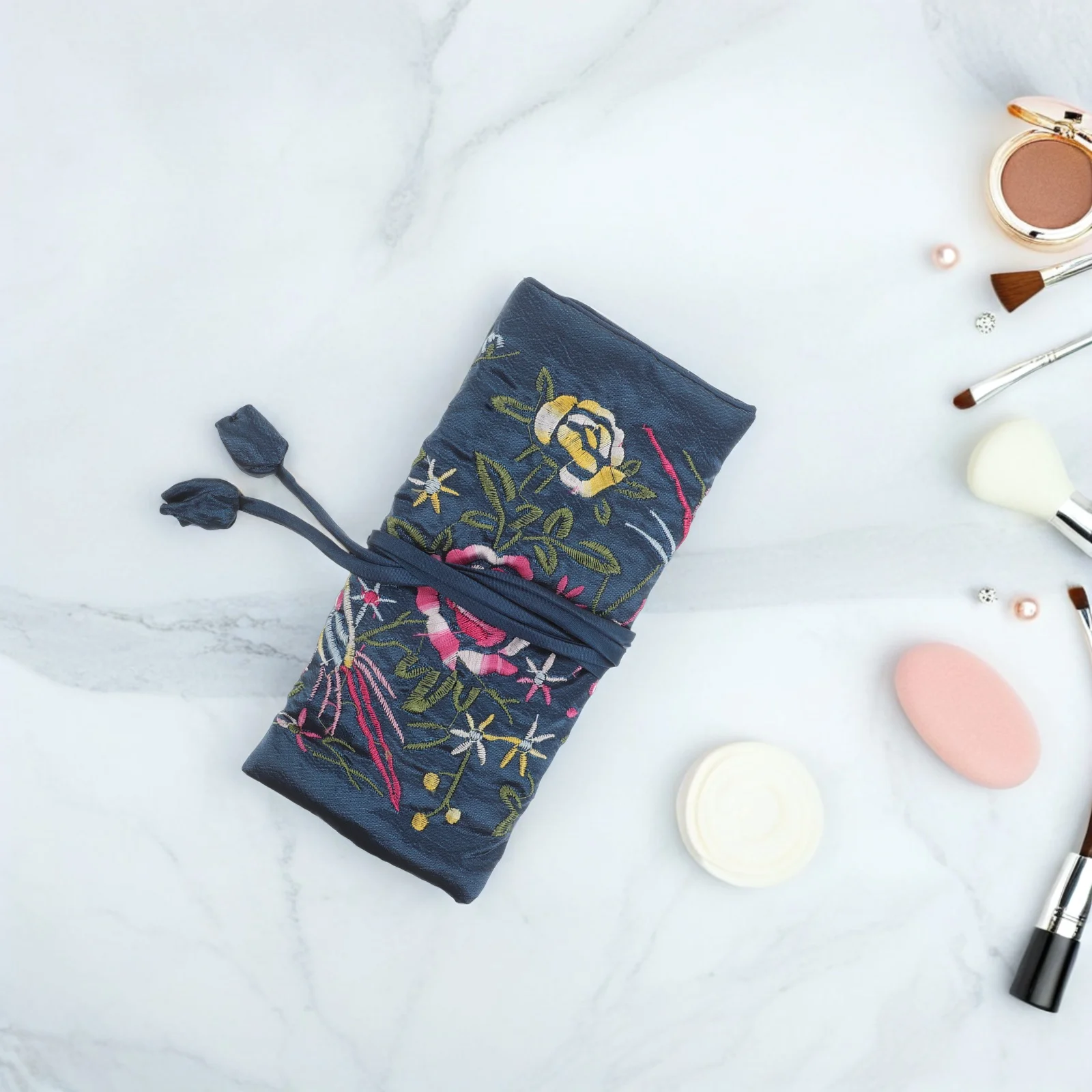 

Jewelry Storage Cloth Bags Foldable Case Organizer Jewelry Wrap Bags Embroidery Travel Roll Bag Large Size