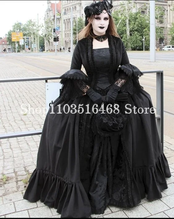 Vintage Gothic Prom Dress Vampire Civil War Southern Black Medieval Masquerade Victorian Duke Dresses Evening Dress