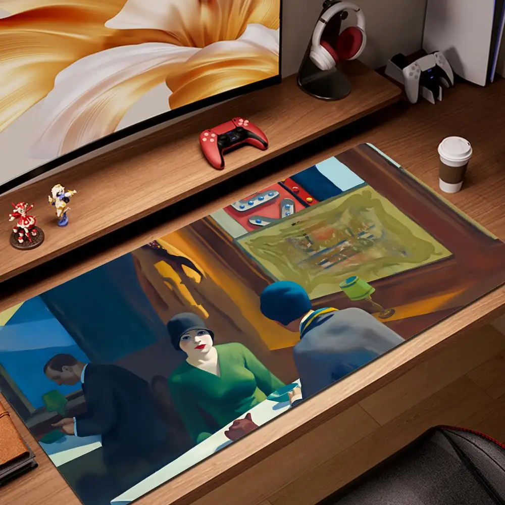 

HYBXAXC Art E-Edward Hopper Mouse Pad Non-slip Rubber Gamer Balance Computer Mat Decoracion Deskmat Laptop Office Large