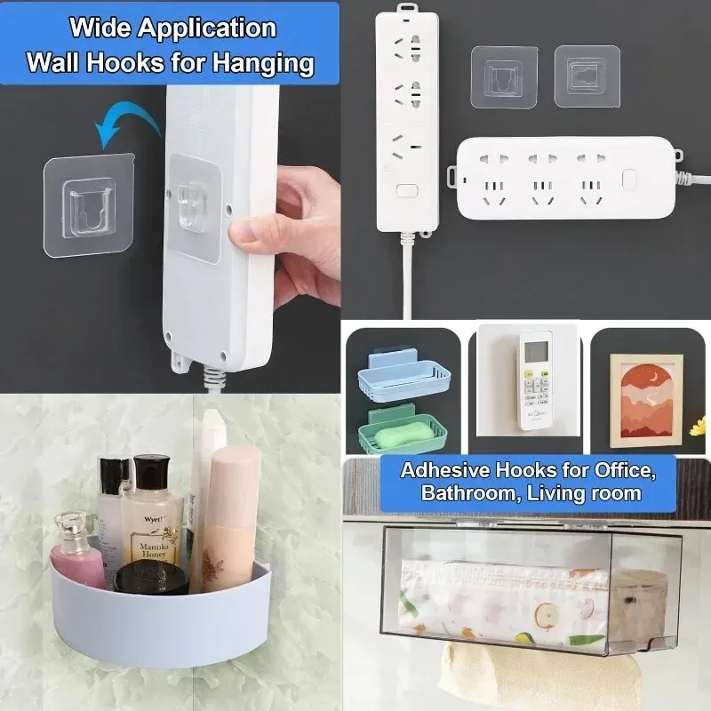 Ganchos de doble cara para colgar en la pared, autoadhesivos para baño, organizador, accesorios para el hogar y la cocina, 40/2 piezas