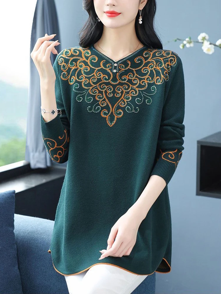 

Geometry Women's Sweaters Autumn Spring Fashion Pullovers Long Sleeve Knitted Tops Femme Loose Sweater Woman