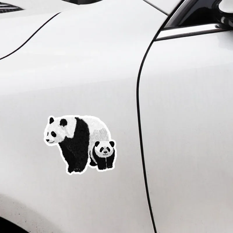 Car Stickers Personalized Creative Stickers Cute Pandas Car Decorations Scratches Waterproof and Sunscreen PVC 15*12cm